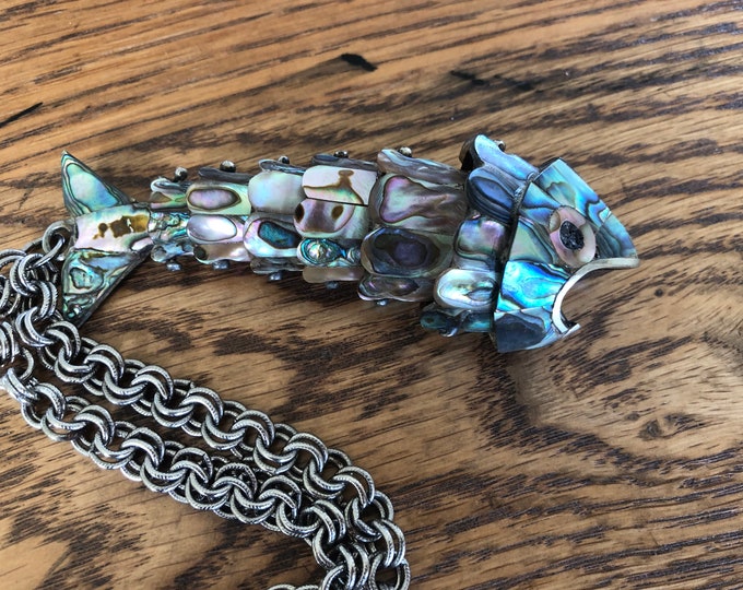 Mexican Mother or Pearl Fish on a Chain Bottle Opener