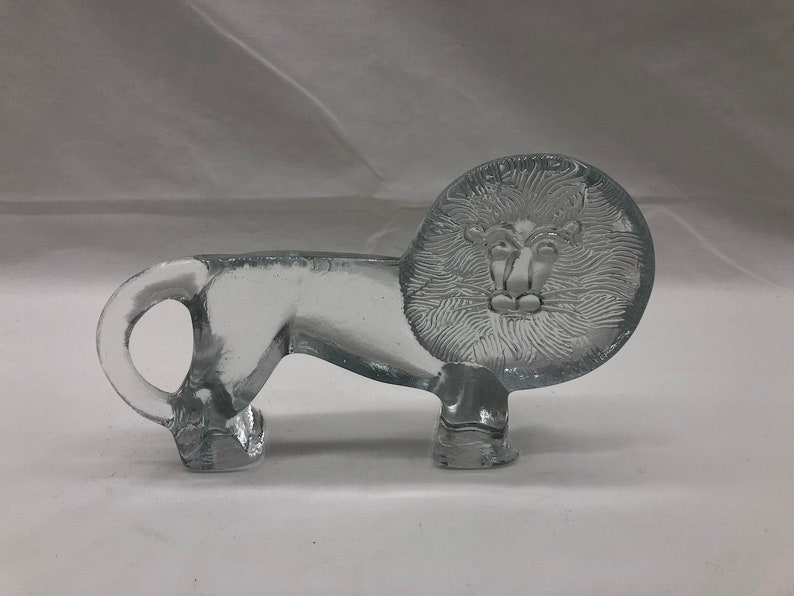 Vintage Kosta Boda Large Glass Lion Figurine From the Zoo Series by