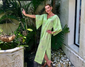 C≈2≈C - The Caftan – Lime Green Embroidered, One-of-a-kind, Handmade Caftan