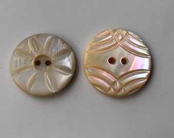 Art Deco Hand Carved Shell Buttons – circa 1920s - Lot of Two