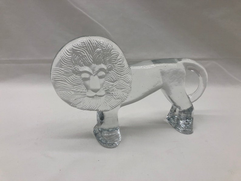 Vintage Kosta Boda Glas Löwe Figur aus der Zoo Serie von Erik Höglund 1970er Jahre Bild 1