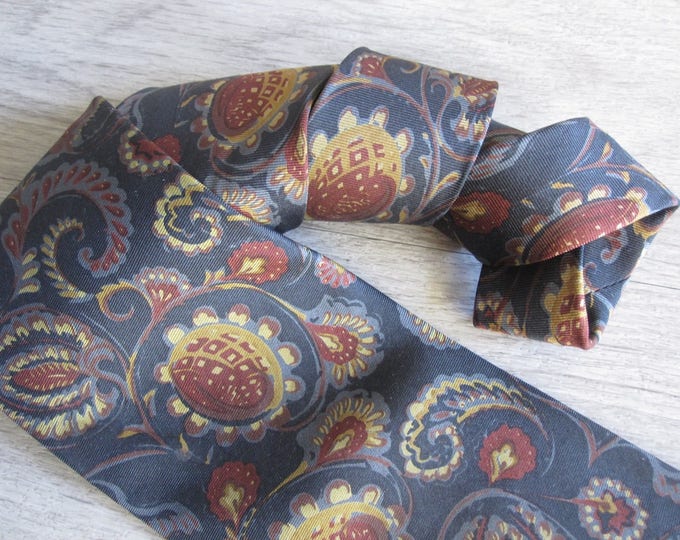 Vintage Joseph Abboud Necktie Cravat with Flowers and Leaves – 1990s