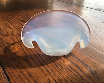 Vintage Murano Glass Clamshell in Luminous Opal Blue Green