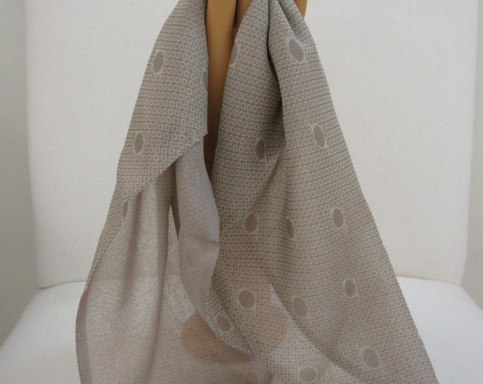 Armani Vintage 90s Taupe and Cream Dotted Silk Chiffon Pocket Square