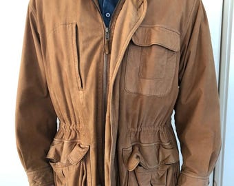 Vintage Banana Republic Rust Suede Safari Field Jacket 1980s