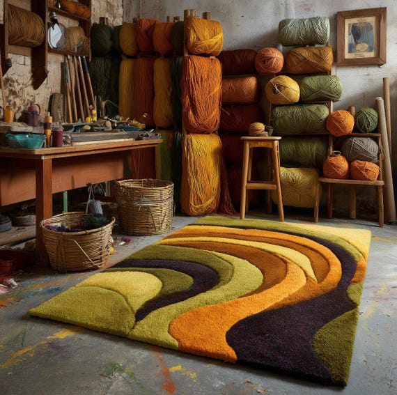 Hand Tufted Wool Rug, Modern Abstract Area Carpet, Made to Order