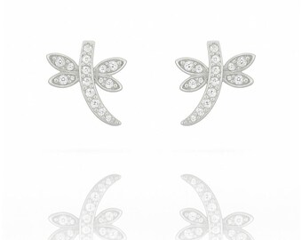 Dragonfly Earrings – Zircon Stone 925 Sterling Silver