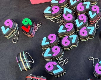 Six Seven 67 Clicker keychain, stress, fidget, gift, easy print *3D Digital Files STL 3mf*