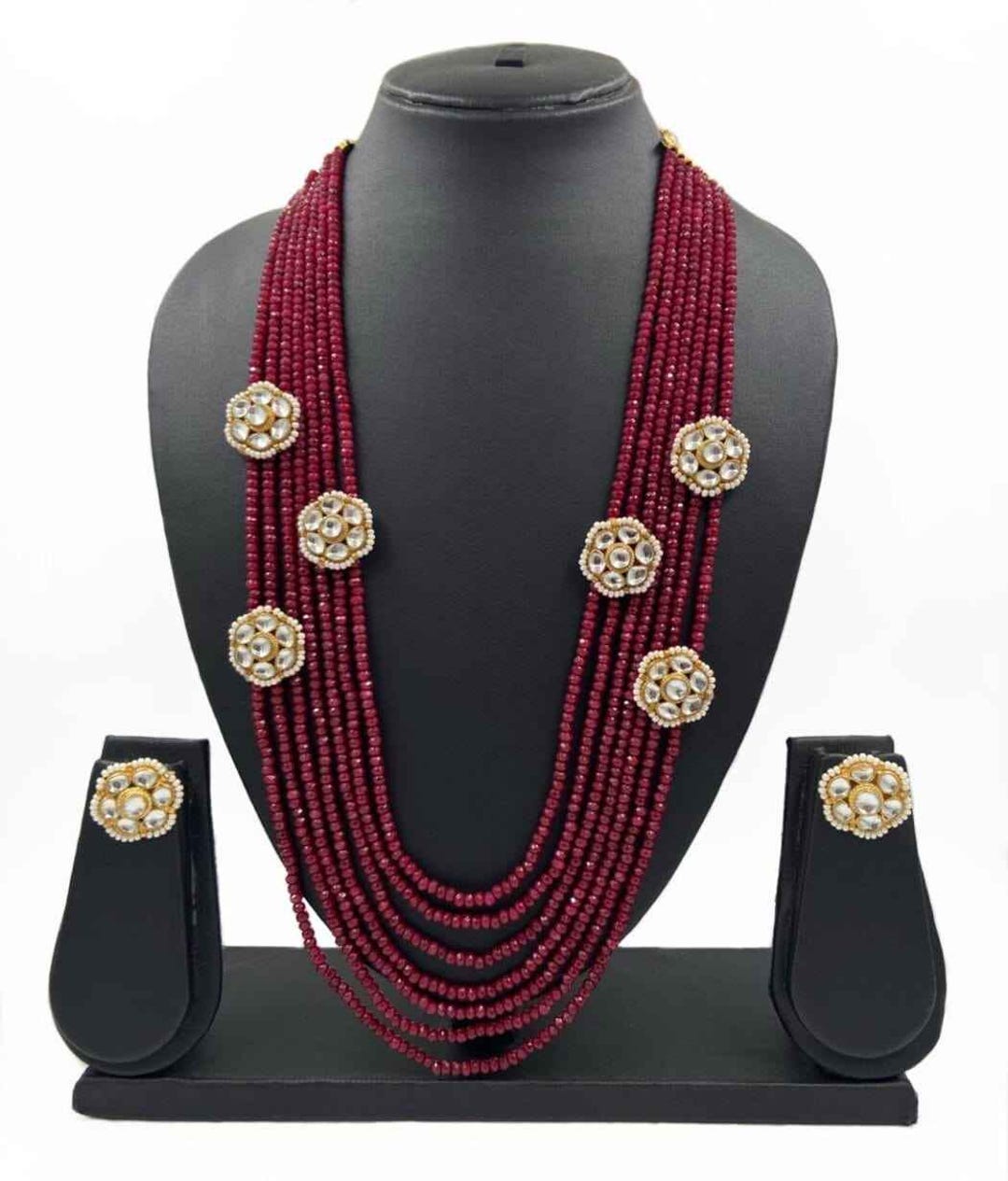 Ruby Kundan Rani Haar Set, Indian Bridal Jewelry - Etsy
