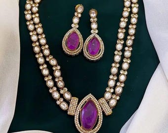 Purple Kundan Choker Necklace Set | Indian Bridal Jewelry
