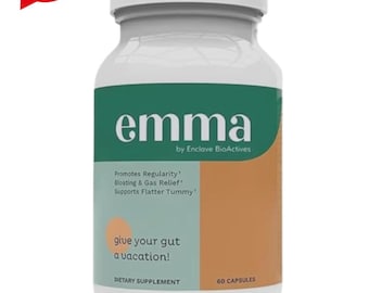 Suplemento Emma para la salud intestinal: alivio de la hinchazón y los gases, y apoyo para el síndrome del intestino permeable (60 cápsulas).