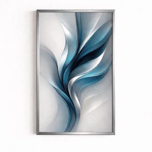 Teal Flow Wall Art Print, Modern Digital Artwork for Living Room or Office, Minimal Elegant Design, Calm Contemporary Home Decor
