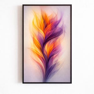 暖かいサンセットフローウォールアートプリント、寝室やクリエイティブスタジオ用のモダンなデジタルポスター、刺激的なエネルギッシュなムードの表現力豊かなカラーデザイン