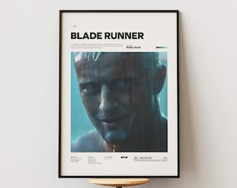 Blade Runner Poster, Harrison Ford, Rutger Hauer Poster, Popular Sci-Fi Movie Print