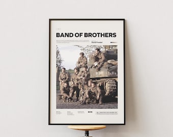 Pôster de Band of Brothers, pôster de filme com tema da Segunda Guerra Mundial, impressão de Band of Brothers, arte de parede do exército americano, decoração de parede cinematográfica
