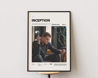 Poster di Inception, poster di Leonardo DiCaprio, stampa del film di Christopher Nolan, arte murale retrò