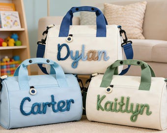 Personalized Kids Travel Bag with Name, Custom Embroidered Name Overnight Bag, Sport Fabric Bag, Birthday Gift for Boys & Girl, Mothers Gift