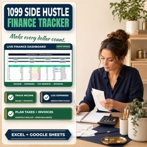 1099 Bookkeeping Spreadsheet, Self Employed Income Expense Tracker, Tax Deduction and Invoice Log