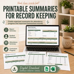 Thuisonderwijsplanner in Google Sheets en Excel, aanwezigheidsregistratie, lesplan, cijferboek en curriculumtracker. afbeelding 6