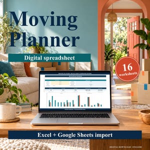 Moving Planner Spreadsheet: Packing Checklist, Box Inventory and Budget for Excel & Google Sheets