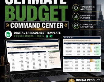 Ultimate Budget Spreadsheet Google Sheets, Monthly Budget Planner, Debt Payoff, Savings & Net Worth Tracker