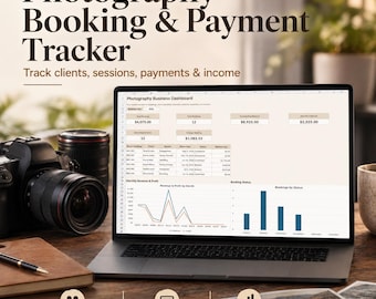Photographer Booking Tracker, Photography Client CRM, Payment & Income Spreadsheet, Photo Business Planner, Excel Google Sheets