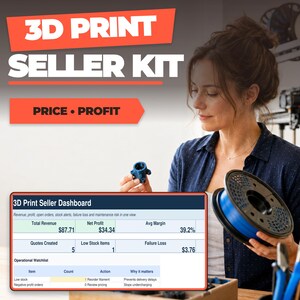 3D Print Cost Calculator, Filament Pricing Spreadsheet, Profit and Order Tracker, Google Sheets Excel