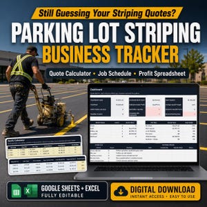 Parking Lot Striping Estimate Spreadsheet, Line Striping Quote Calculator, Bid Sheet, Job Tracker, Excel Google Sheets