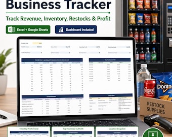 Vending Machine Business Tracker | Route Planner, Restock & Profit Sheet
