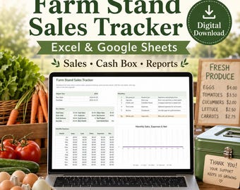 Farm Stand Sales Tracker | Produce, Egg & Cash Box Spreadsheet