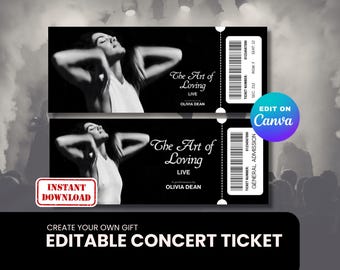 Olivia Dean The Art of Loving Ticket - Instant Download - Printable and Editable Canva Template