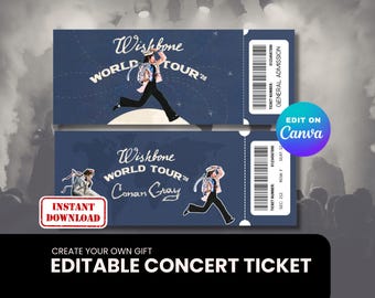 Conan Gray Wishbone World Tour Ticket - Instant Download - Printable and Editable Canva Template
