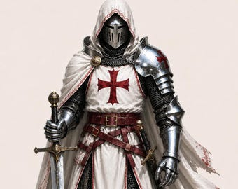 Armatura indossabile da cavaliere templare bianco – Tuta da crociato gotico con croce rossa