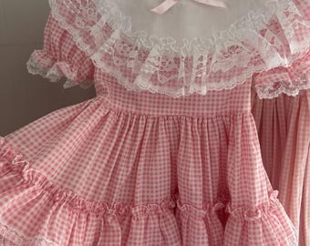ORIGINAL SOUTHERN BELLE Ruffled little girls pink dress by lid’l dolly size 12 months