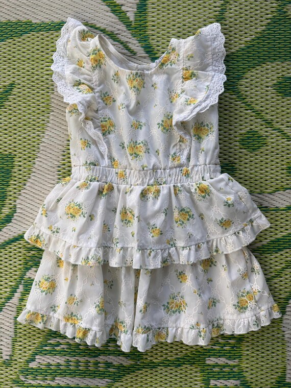 Knit Works Girls Dress Yellow Floral Eyelet Dress Size3t