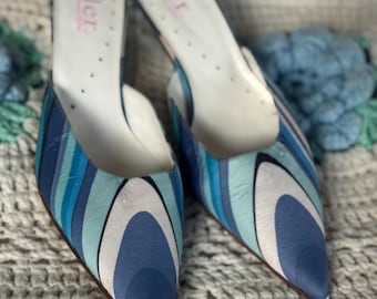 Beautiful Vintage Tyler by Richard Tyler Printed Mules  9