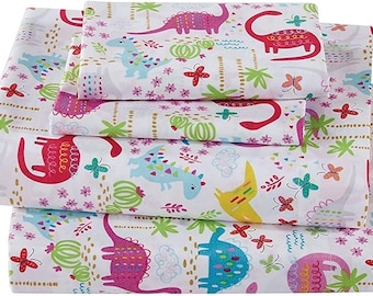 Ensemble de draps dinosaure pour filles, grand lit