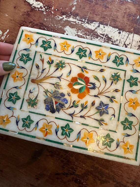 Marble Inlay (jewelry) Box. Marble Handmade box. Semi Precious Marble Box