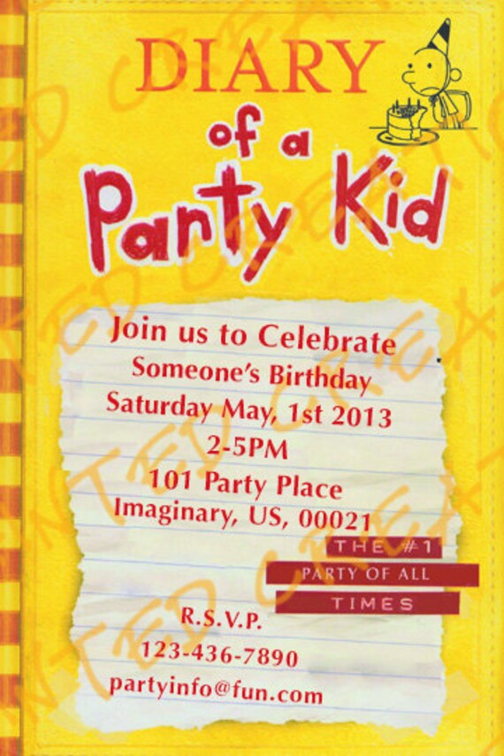 diary of a wimpy kid birthday invitations kid birthday invitations