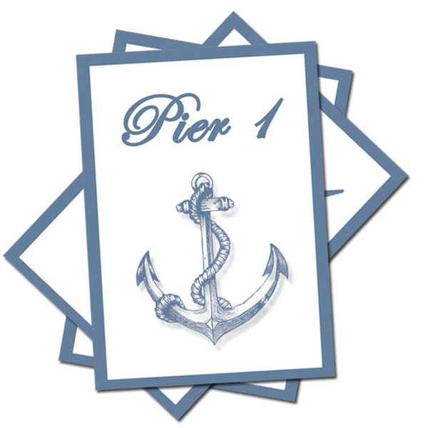 Pier with anchor Table Numbers Printable, Wedding Table Numbers, Nautical, Printable, Instant Download