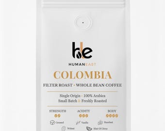 Café d'origine unique de Colombie Humaneast - Processus naturel, doux et équilibré (250 g)