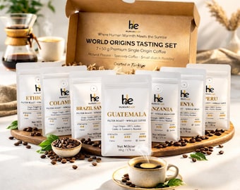 Single Origin Coffee Tasting Set | 7 x 50g Sampler Box | Specialty Coffee Gift for Coffee Lovers | World Coffee Origins Set