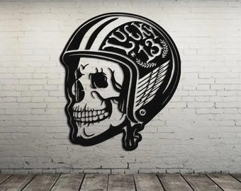 Lucky 13 Biker Skull Decal
