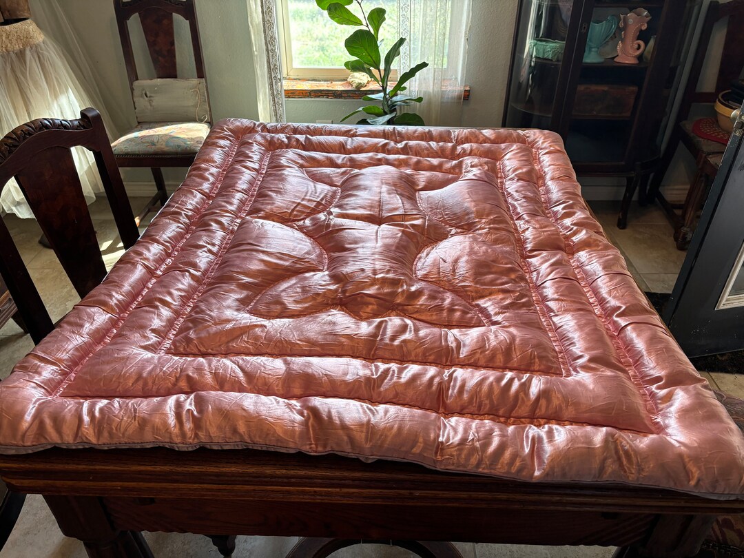 Vintage Satin Comforter pink. Smaller Size Etsy