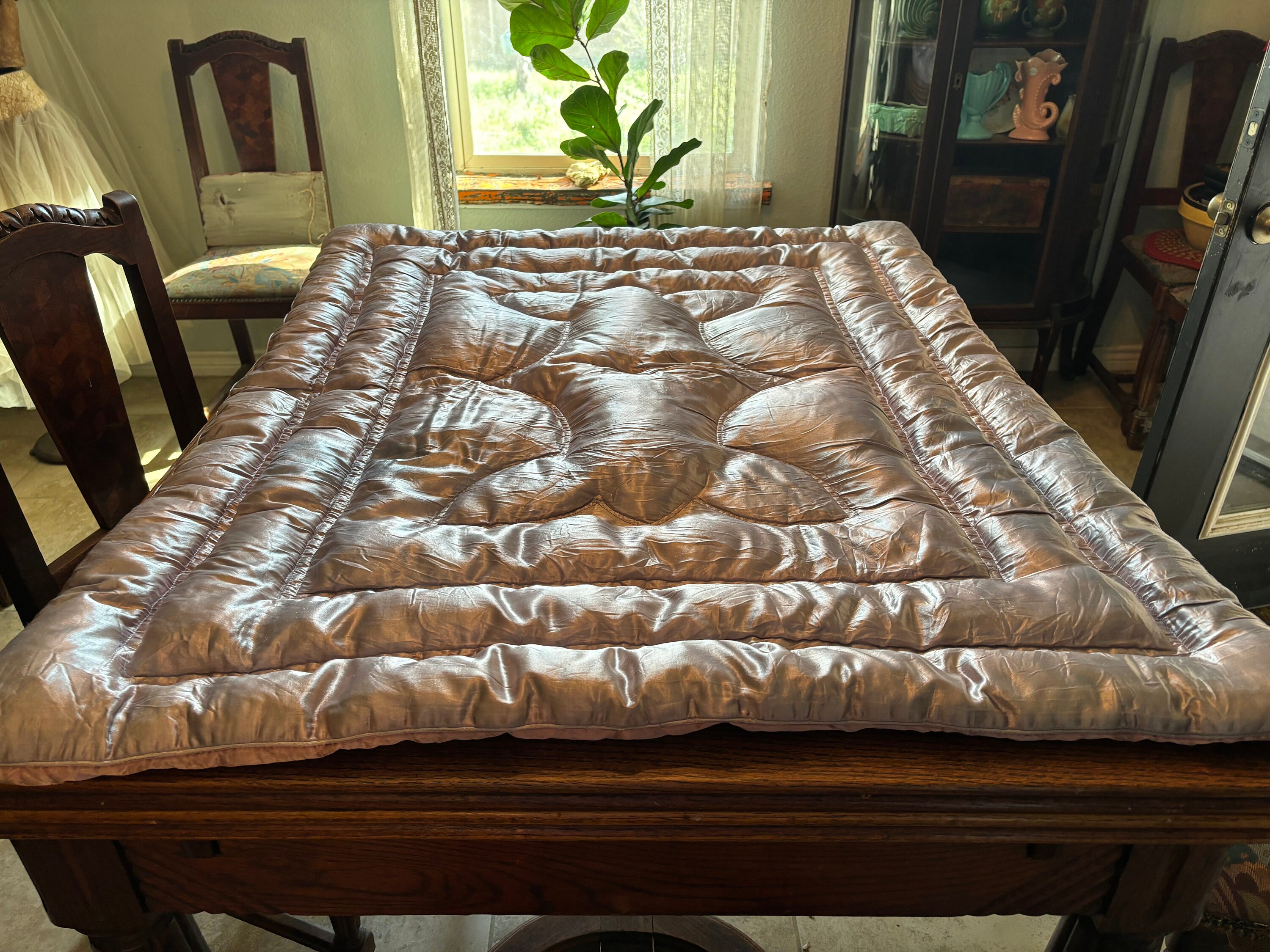 Vintage Satin Comforter pink. Smaller Size Etsy