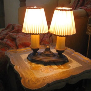 Antique Cast Iron Petite Desk Mantel Double Arm Lamp
