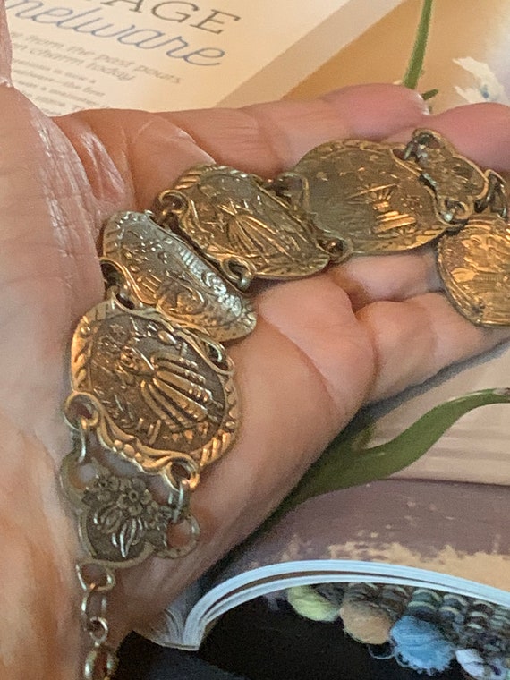 Vintage Brass Link Bracelet Story Telling