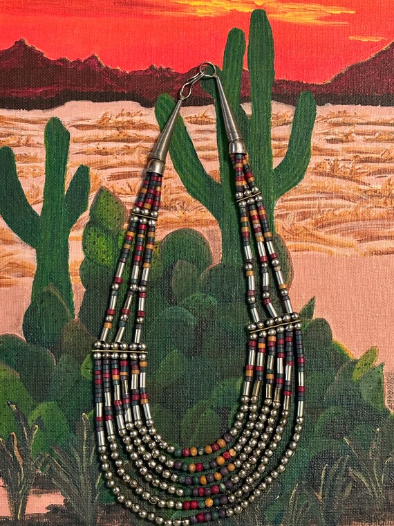 Navajo Beaded Tribal Necklace Vintage