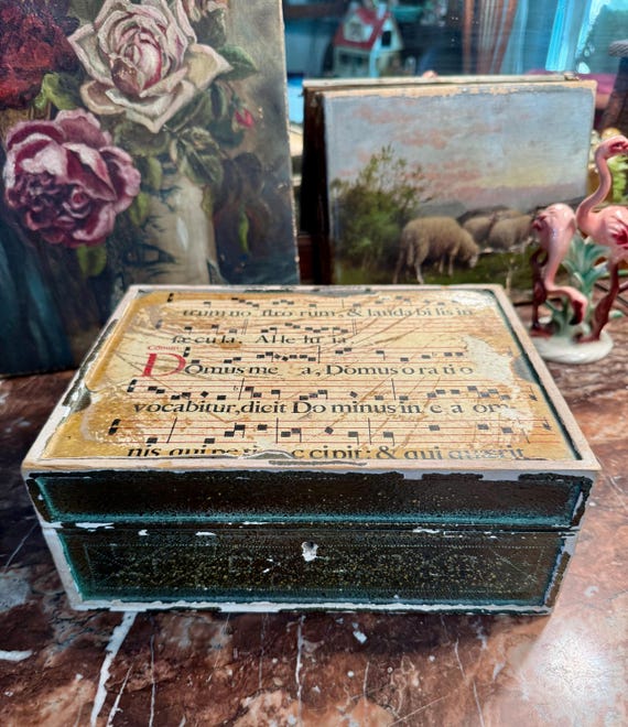 Unusual Shabby Antique Jewelry Box.