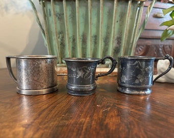 Three Gorgeous Antique Sterling Baby Cups